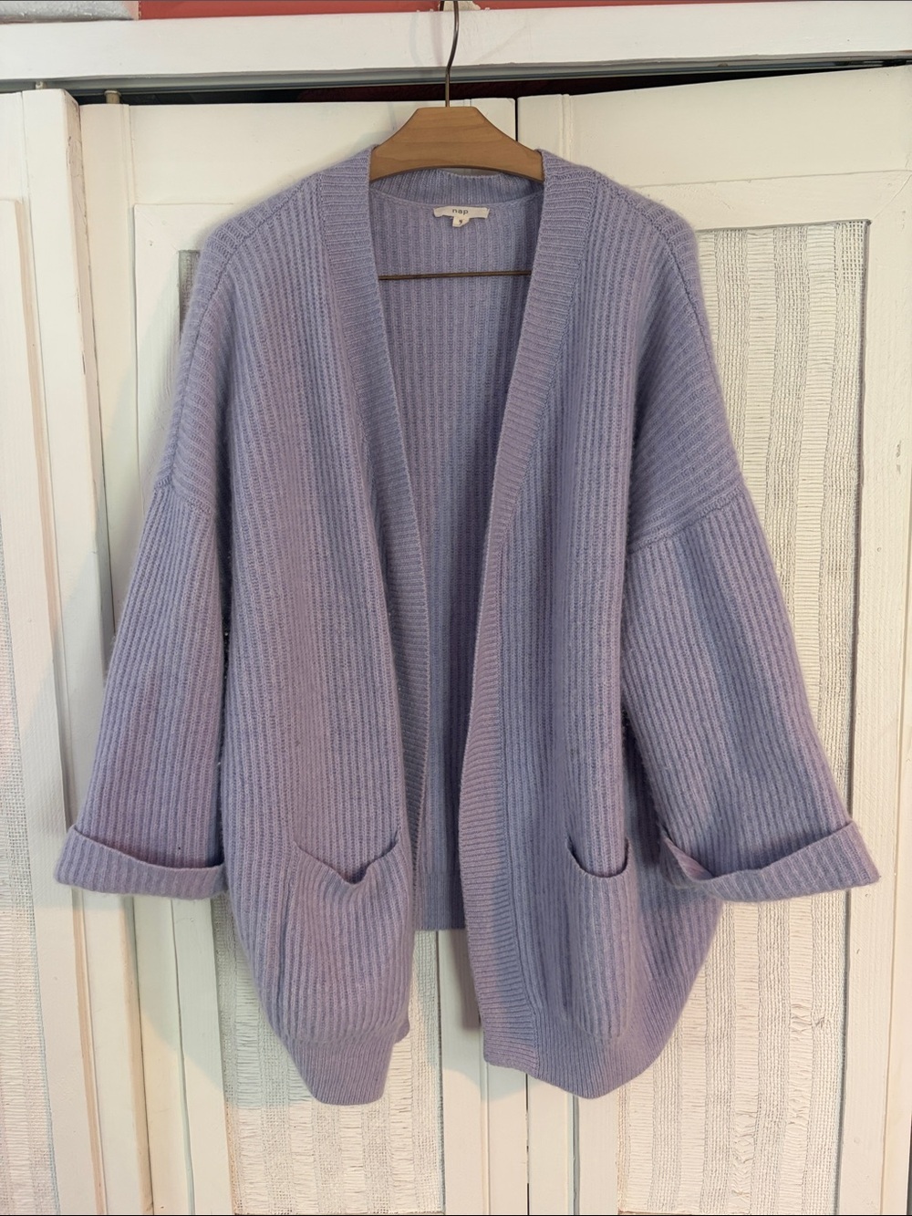 Nap Loungwear 100% cashmere cardigan, light purple / periwinkle XL